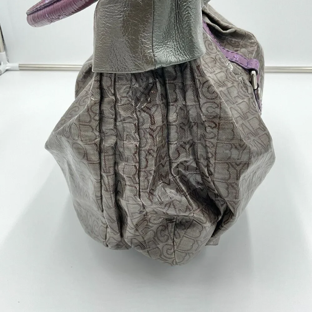 Marc By Marc Jacobs Large Patent Leather Handbag‎ Shoulder Bag Hobo Grey Purple